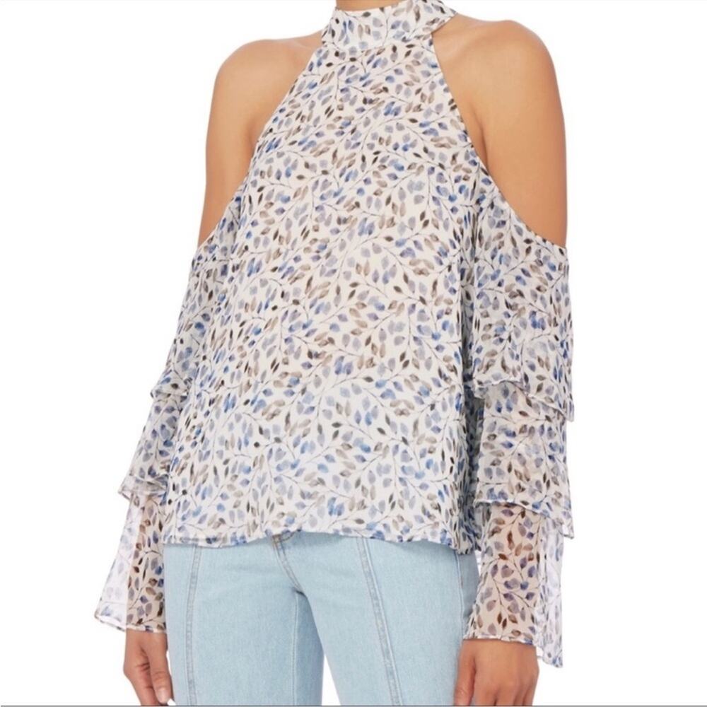 Intermix Nora Cold Shoulder floral flowy 100% Silk